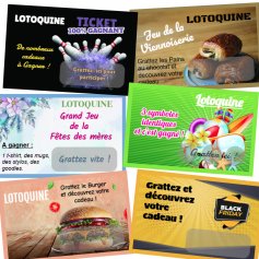Tickets personnalisables horizontaux - 1 case à gratter