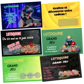 Tickets personnalisables horizontaux - 3 cases à gratter